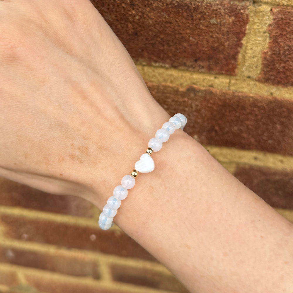 Heart of pearl crystal bracelet