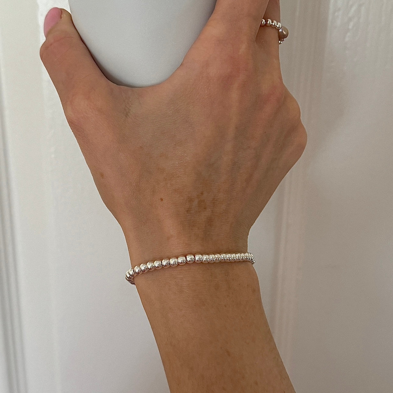 Simple sterling silver bracelet - 4mm - Positively Beaded