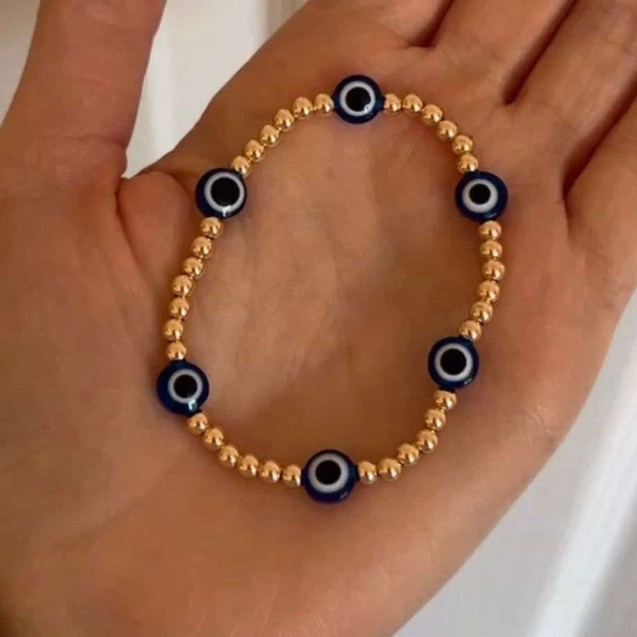 4mm multi eye bead bracelet - Positively Beaded