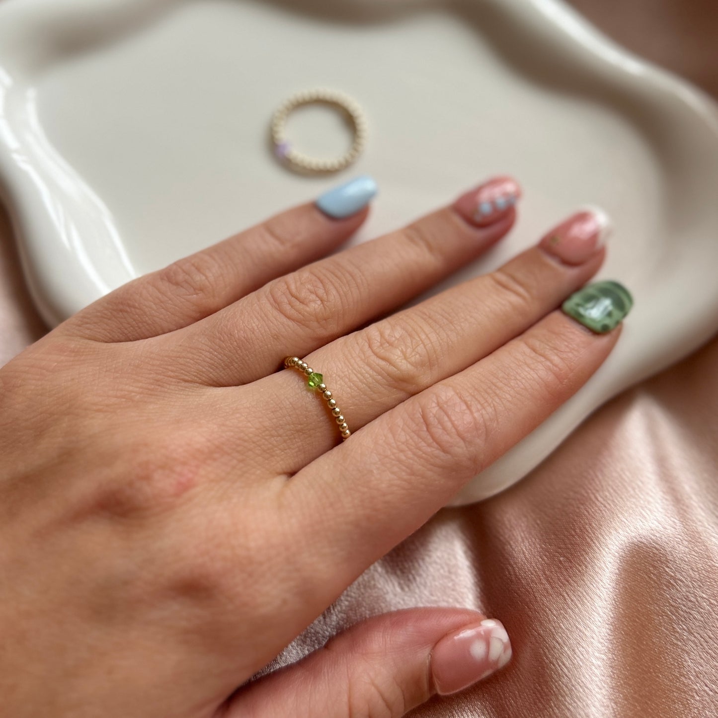 Micro 2mm Luxe Birthstone Ring - 14kt Gold Filled - Positively Beaded