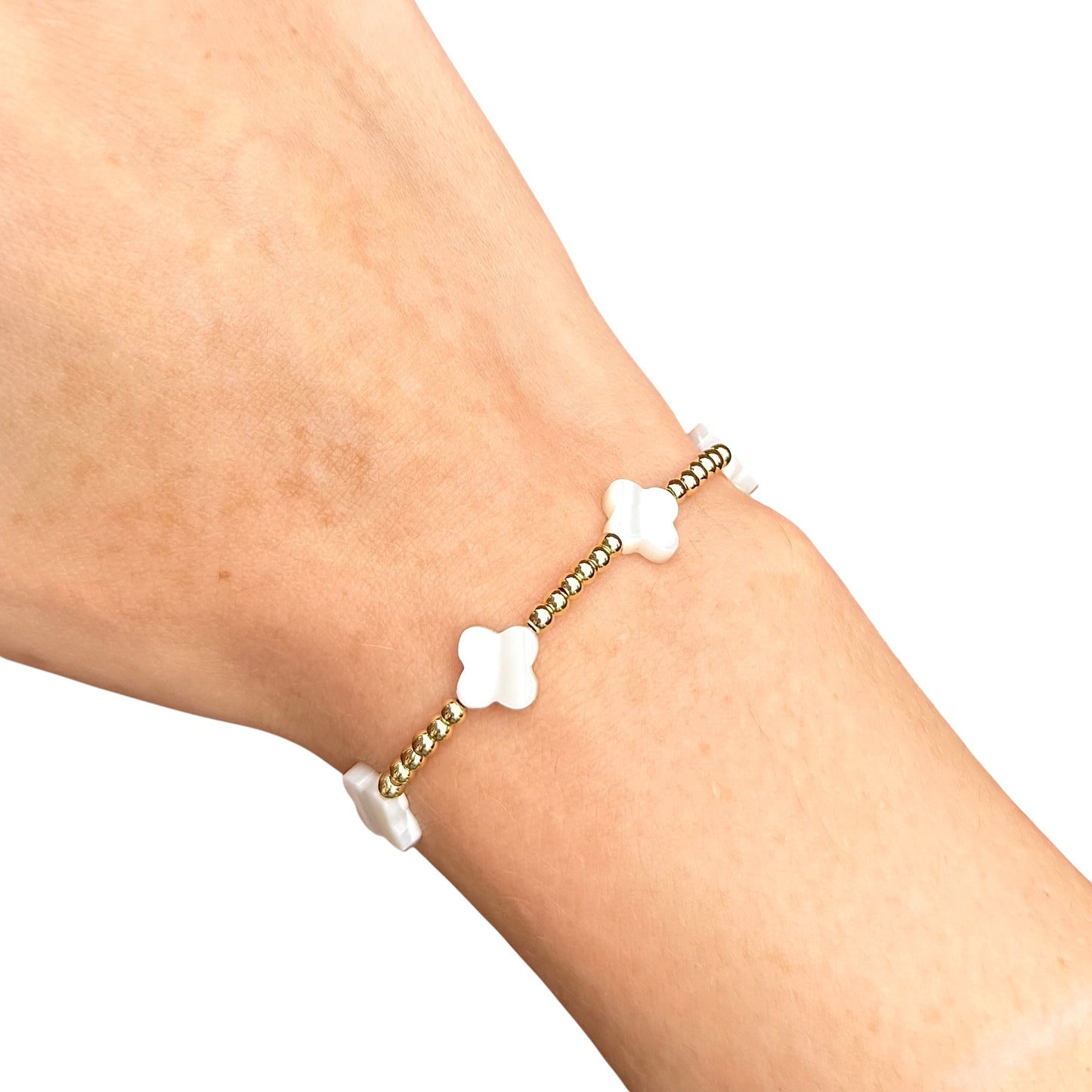 Dainty Multi Pearl Clover Bracelet