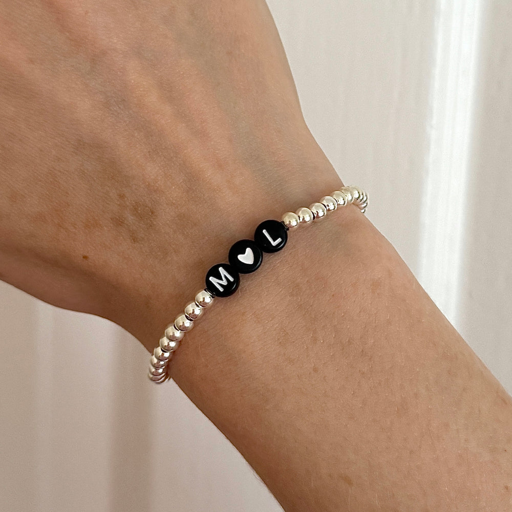 Personalised sterling silver beaded bracelet - Positively Beaded