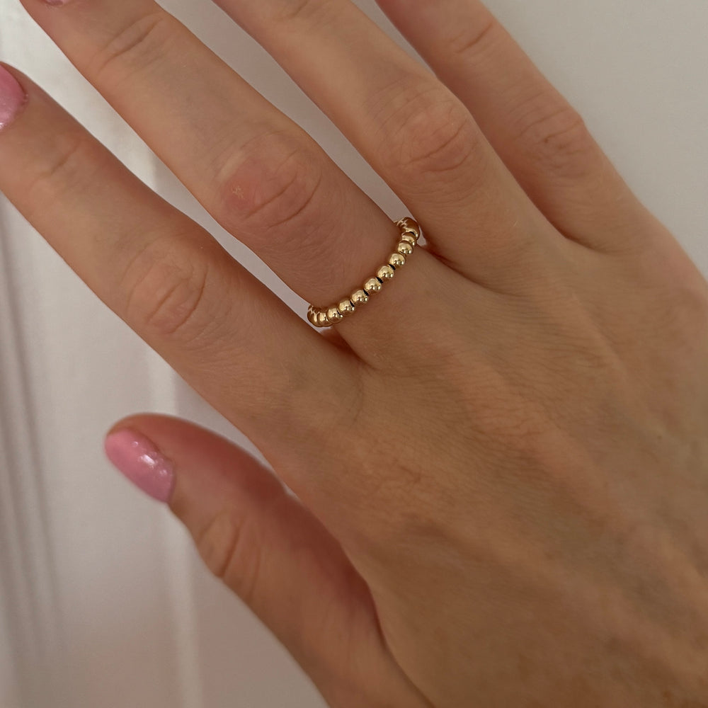 Dainty gold filled beaded ring - Positively Beaded