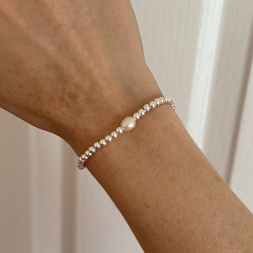 Freshwater pearl sterling silver bracelet - Positively Beaded