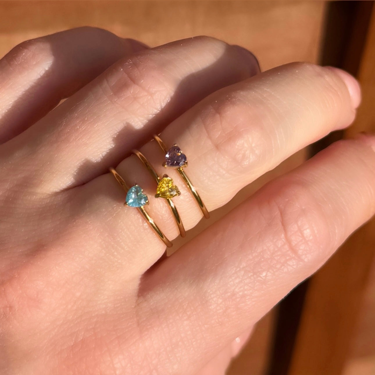 Crystal Heart Birthstone Ring