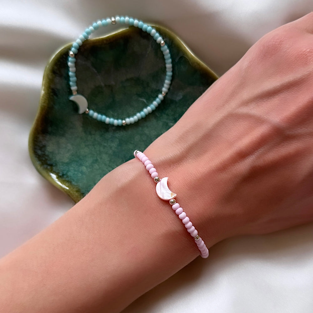 
                      
                        Crescent moon pastel beaded bracelet
                      
                    