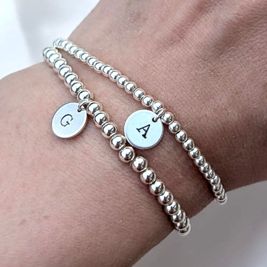 Sterling Silver Hand Stamped Disc Bracelet