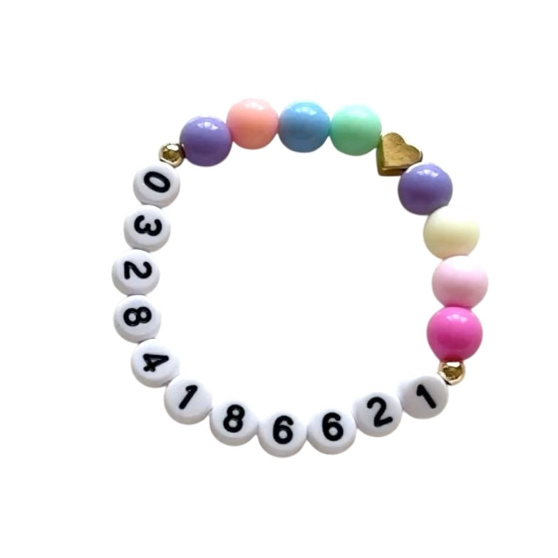 Telephone Number Safety Bracelet - Multicolour - Positively Beaded