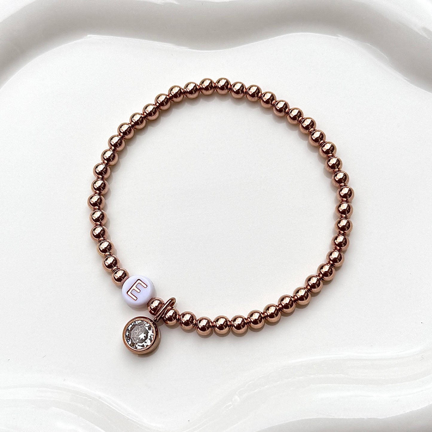 Luxe Personalised Classic Birthstone Bracelet - Rose Gold Filled - Positively Beaded
