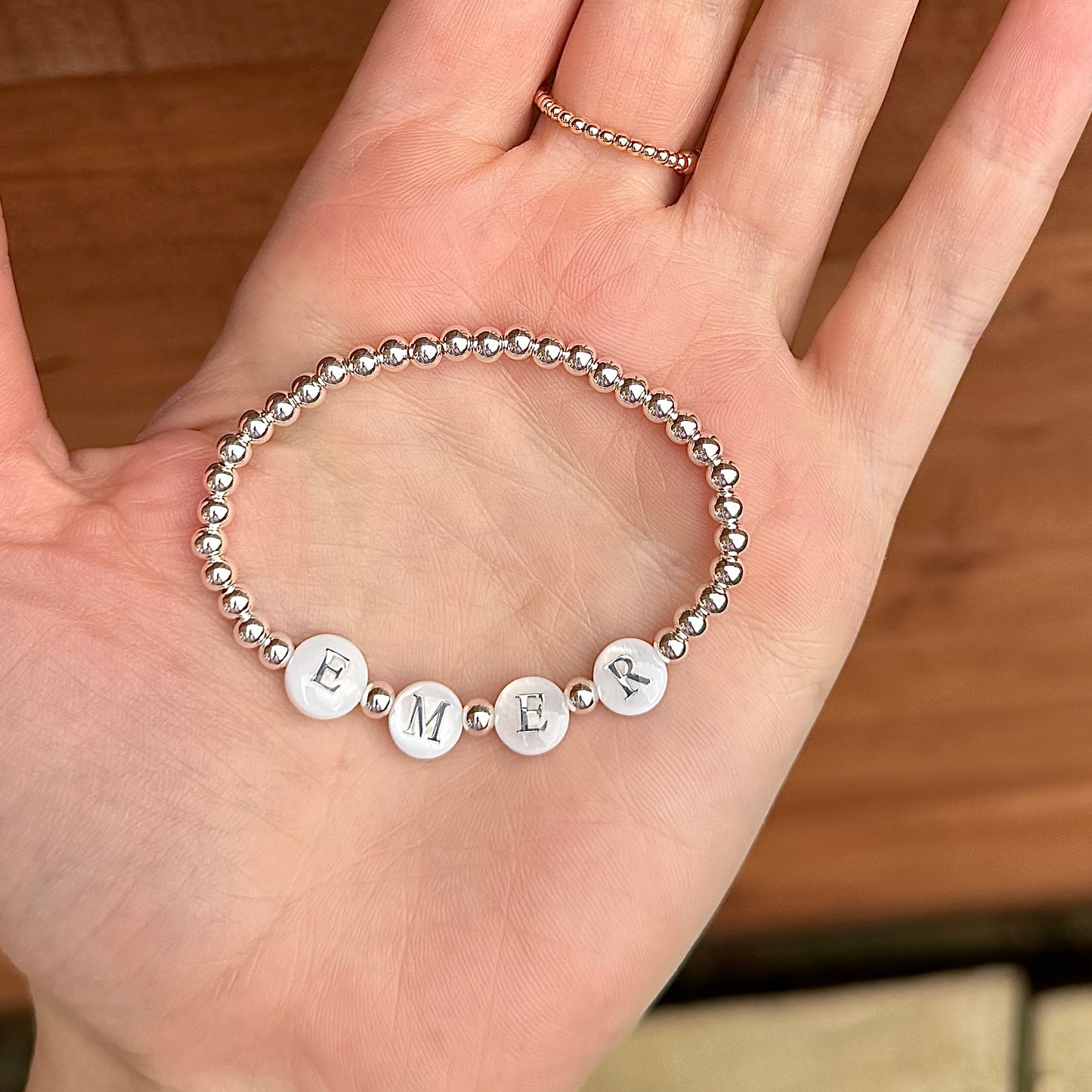 Sterling Silver Freshwater Pearl Name Bracelet