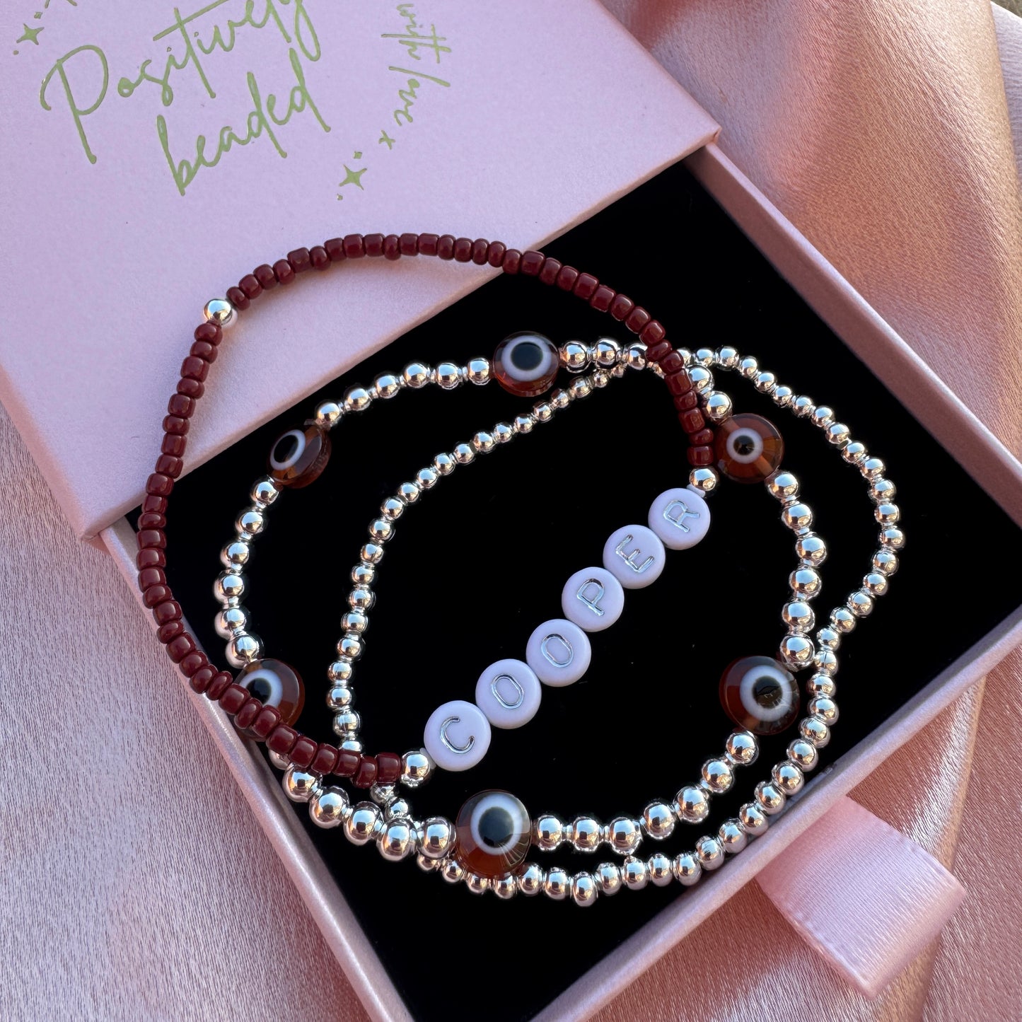Rose quartz personalised bracelet - Positively Beaded