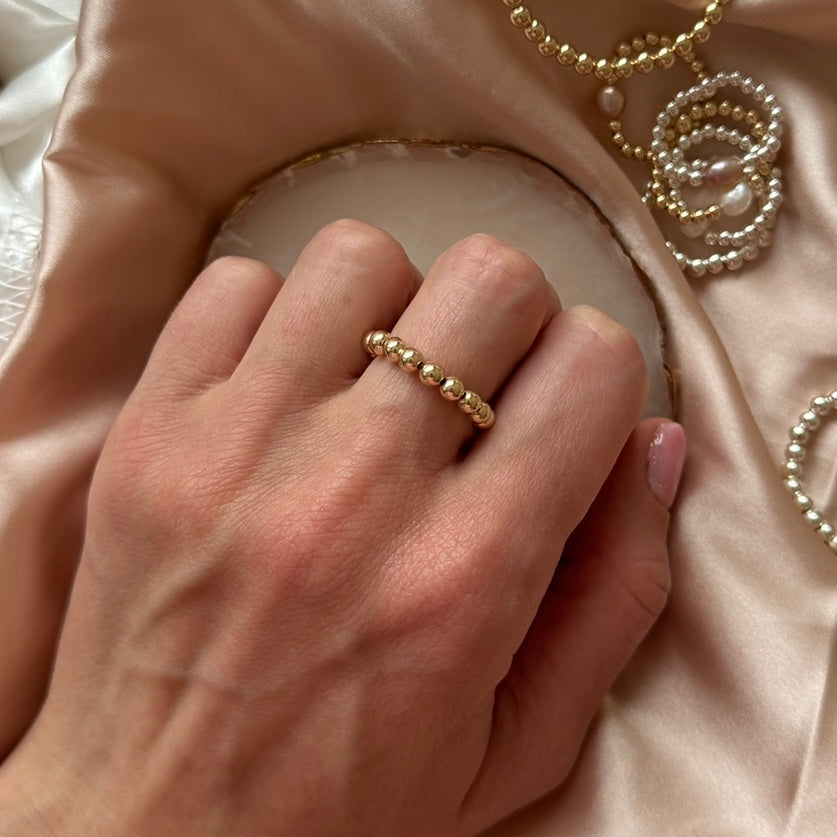 Chunky gold filled beaded ring