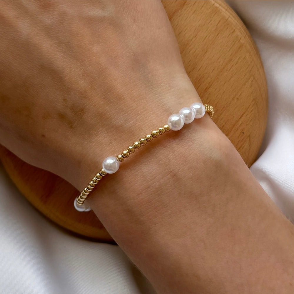 Bubble pearl stacking bracelet