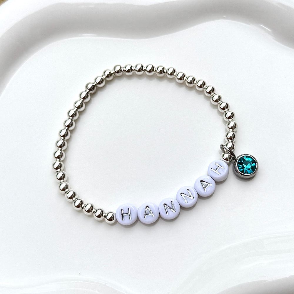 Luxe Personalised Classic Birthstone Bracelet - 925 Sterling Silver - Positively Beaded
