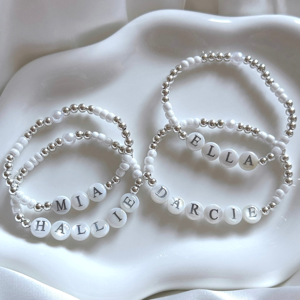 Freshwater Pearl and Silver Name Bracelet