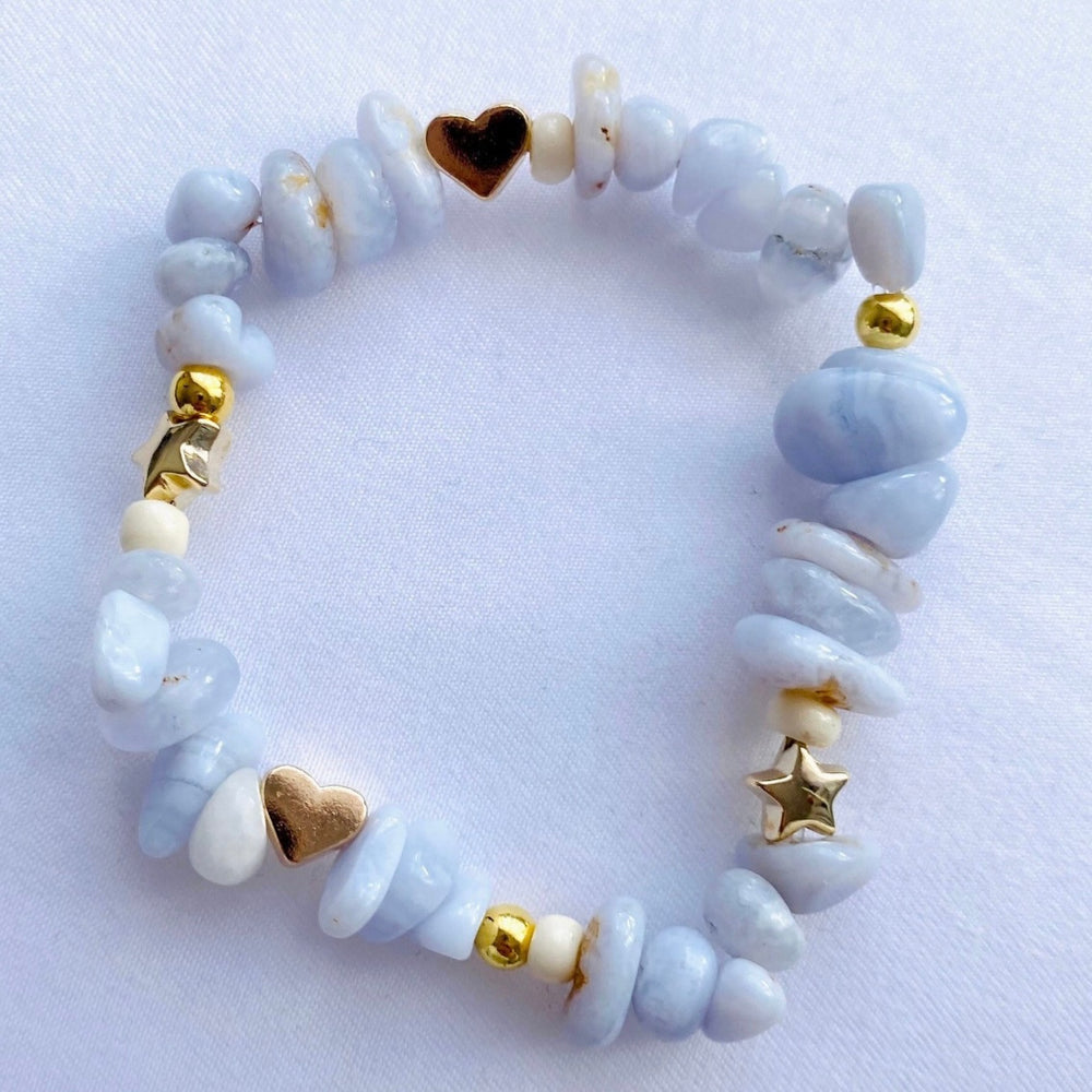 Eclectic blue chalcedony crystal bracelet