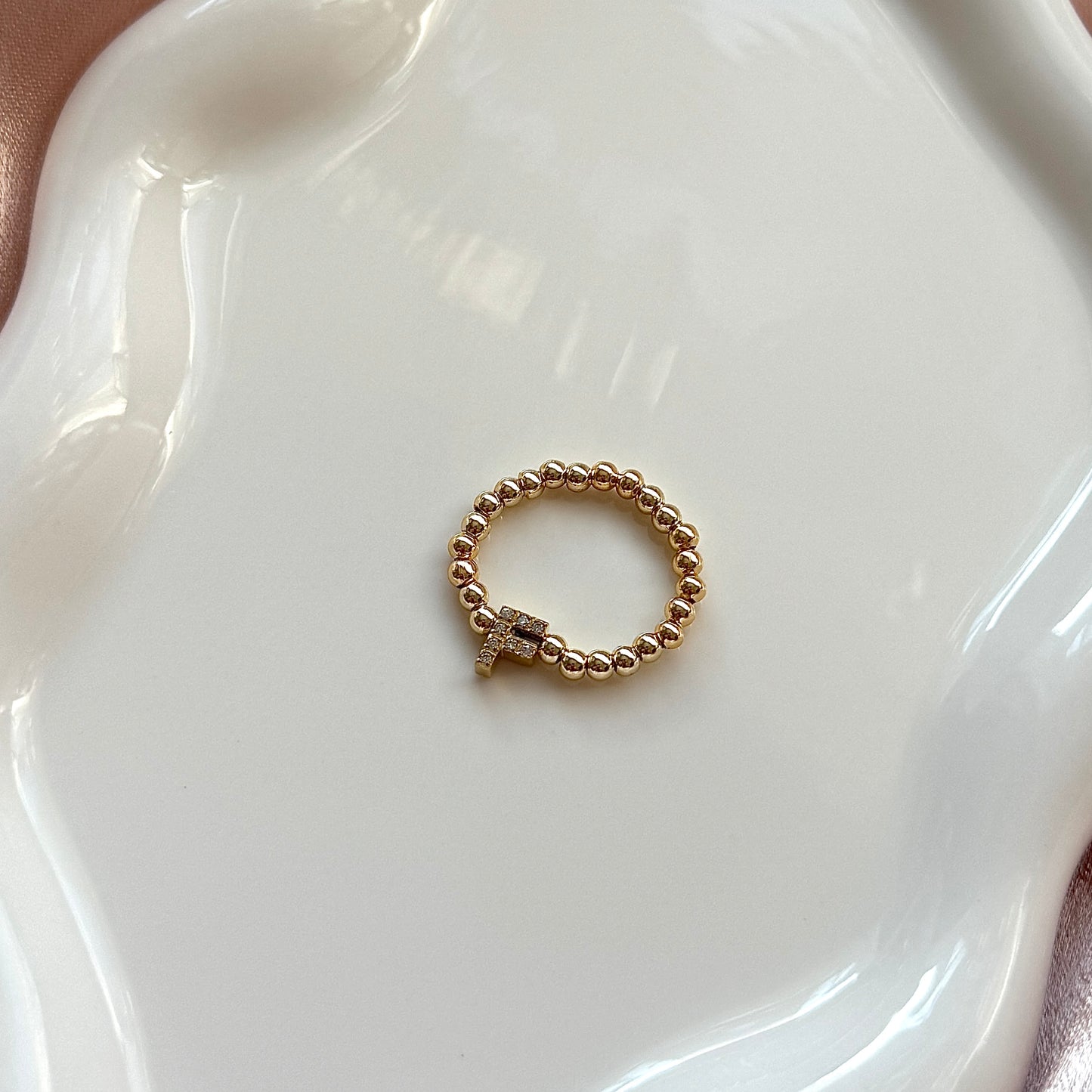 The Sparkle Initial Ring - Positively Beaded