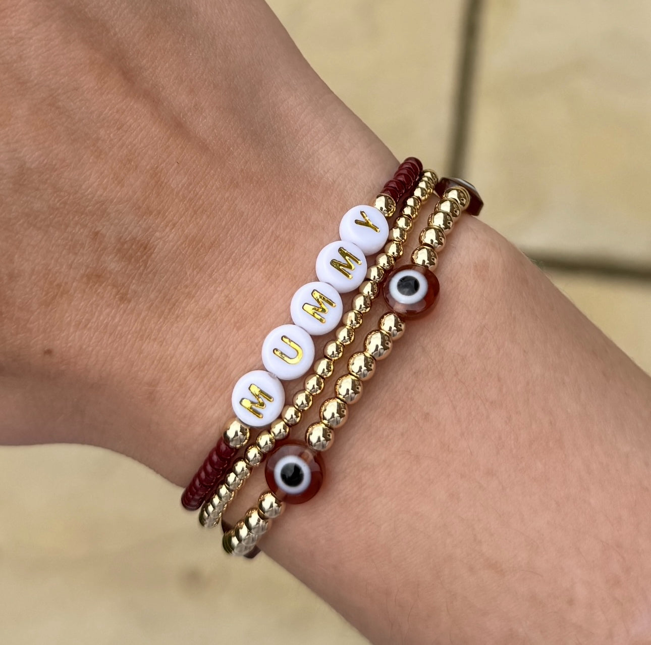 Mocha Eye Bead Bracelet Set