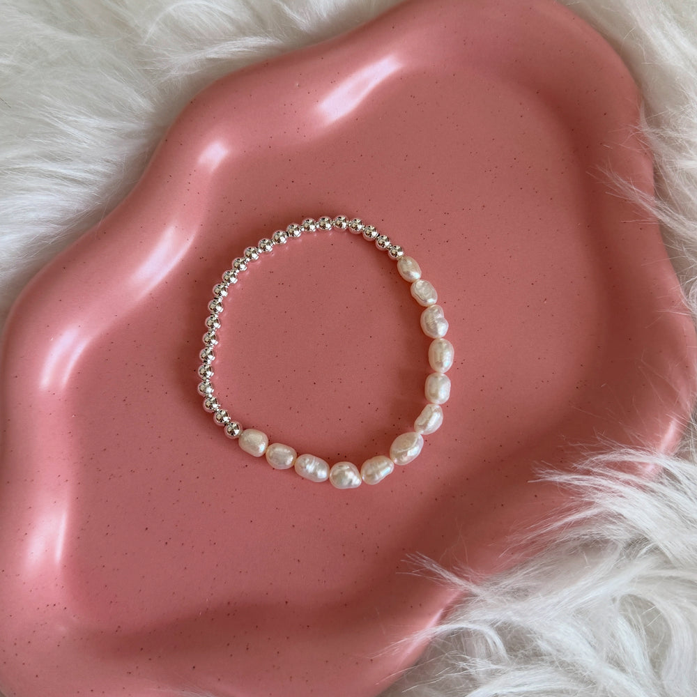 
                      
                        Freshwater pearl half and half bracelet - gold, silver, rose gold - Positively Beaded
                      
                    