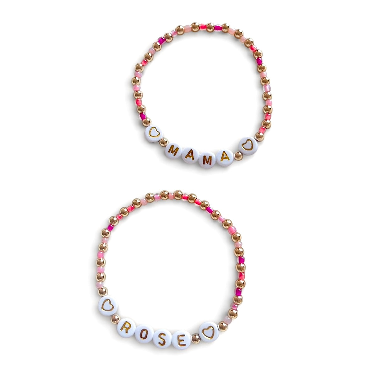 Pink Heart Detail Name Bracelet