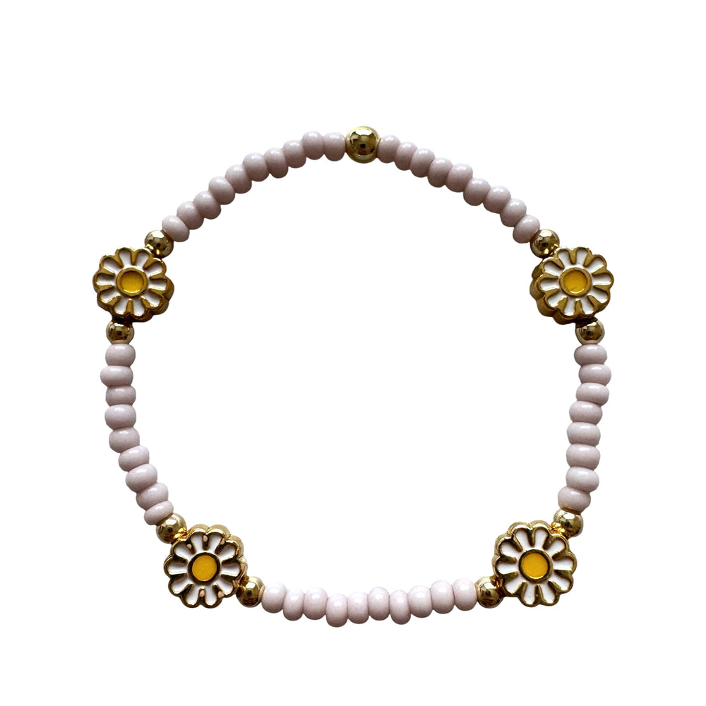 Kids Dainty Daisy Seed Bead Bracelet