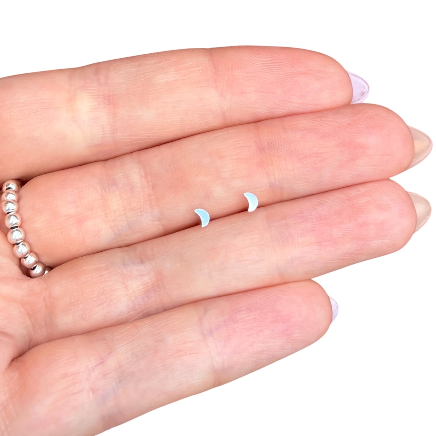 Sterling Silver Micro Crescent Moon Studs