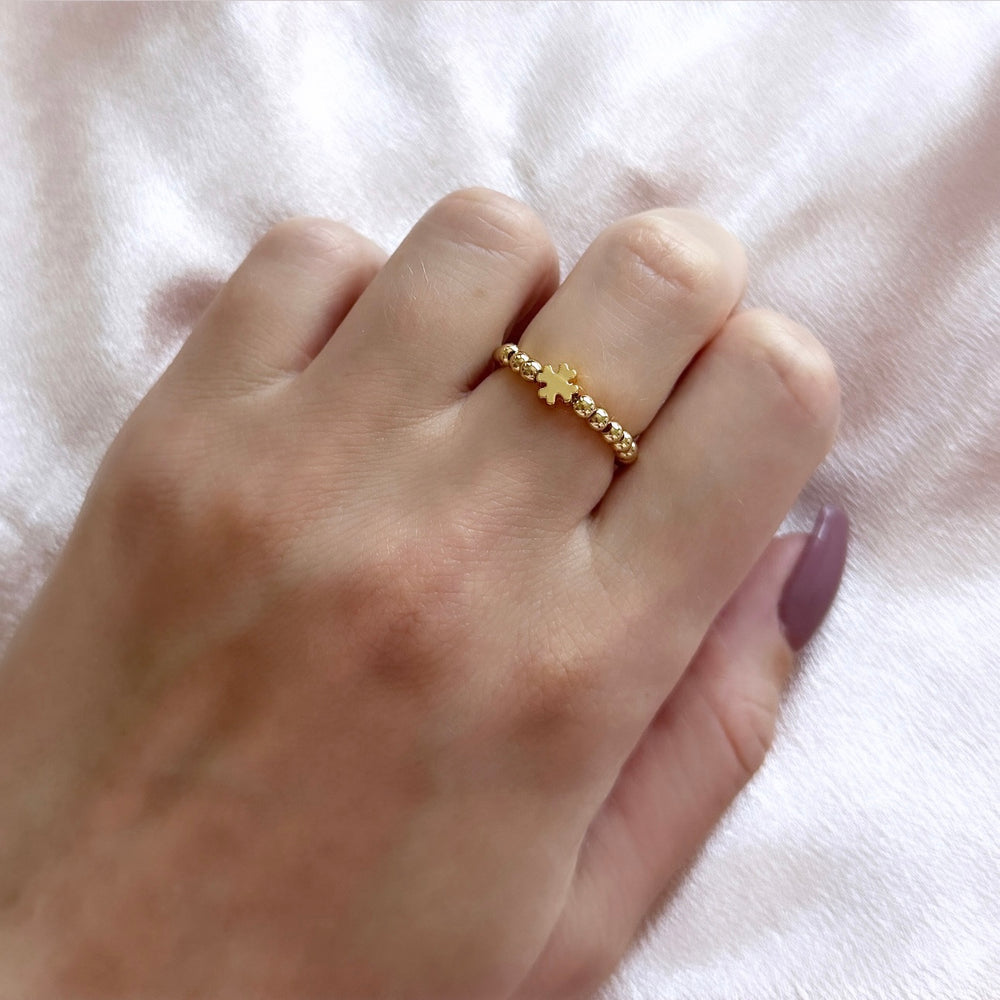 
                      
                        Gold four leaf clover ring - Positively Beaded
                      
                    