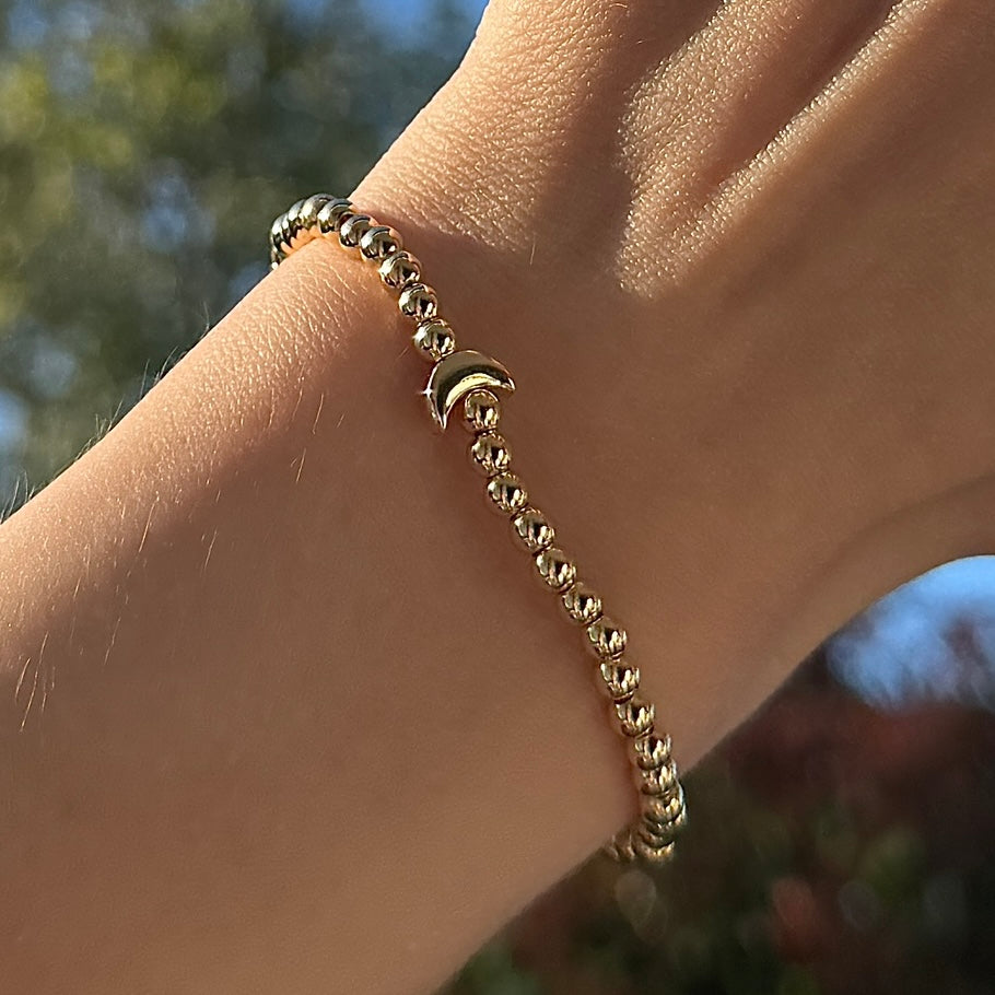
                      
                        Metal Crescent Moon Beaded Bracelet - Positively Beaded
                      
                    