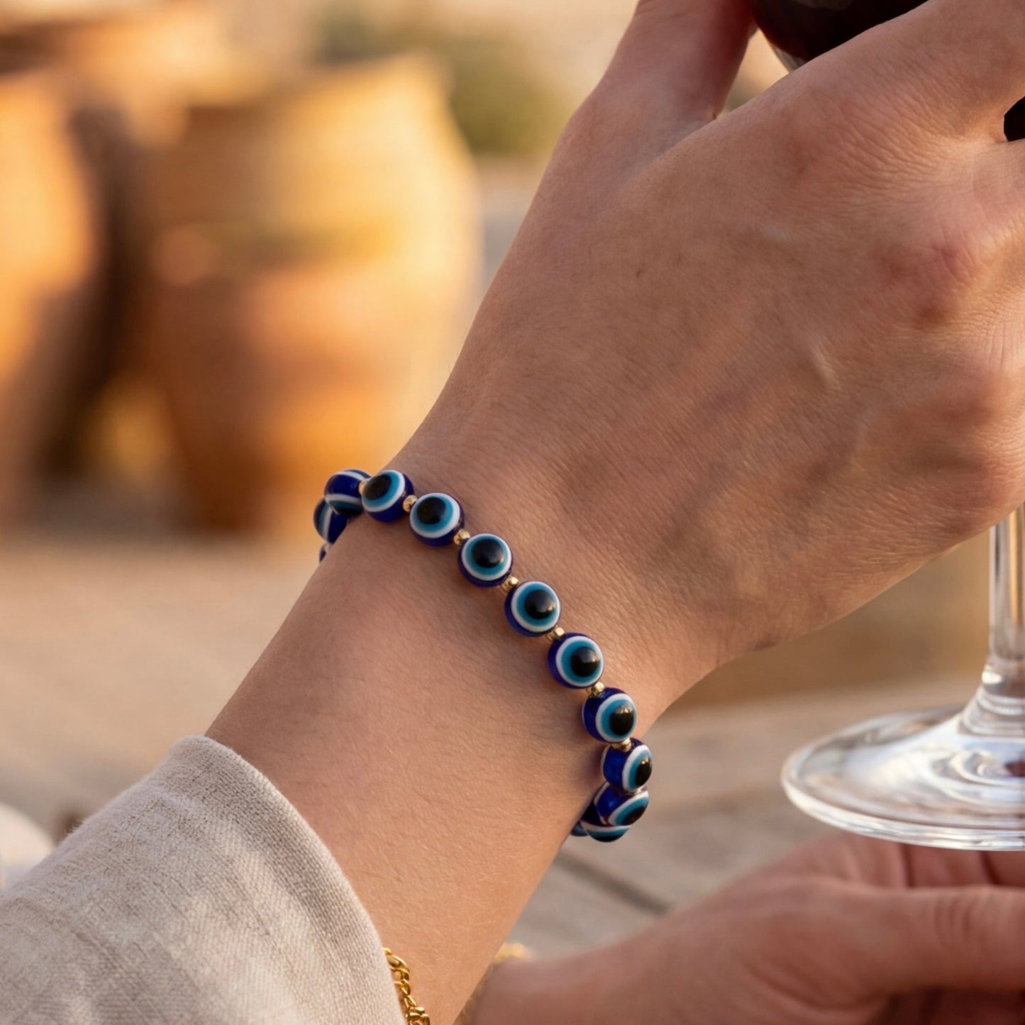 Chunky Evil Eye Bead Bracelet