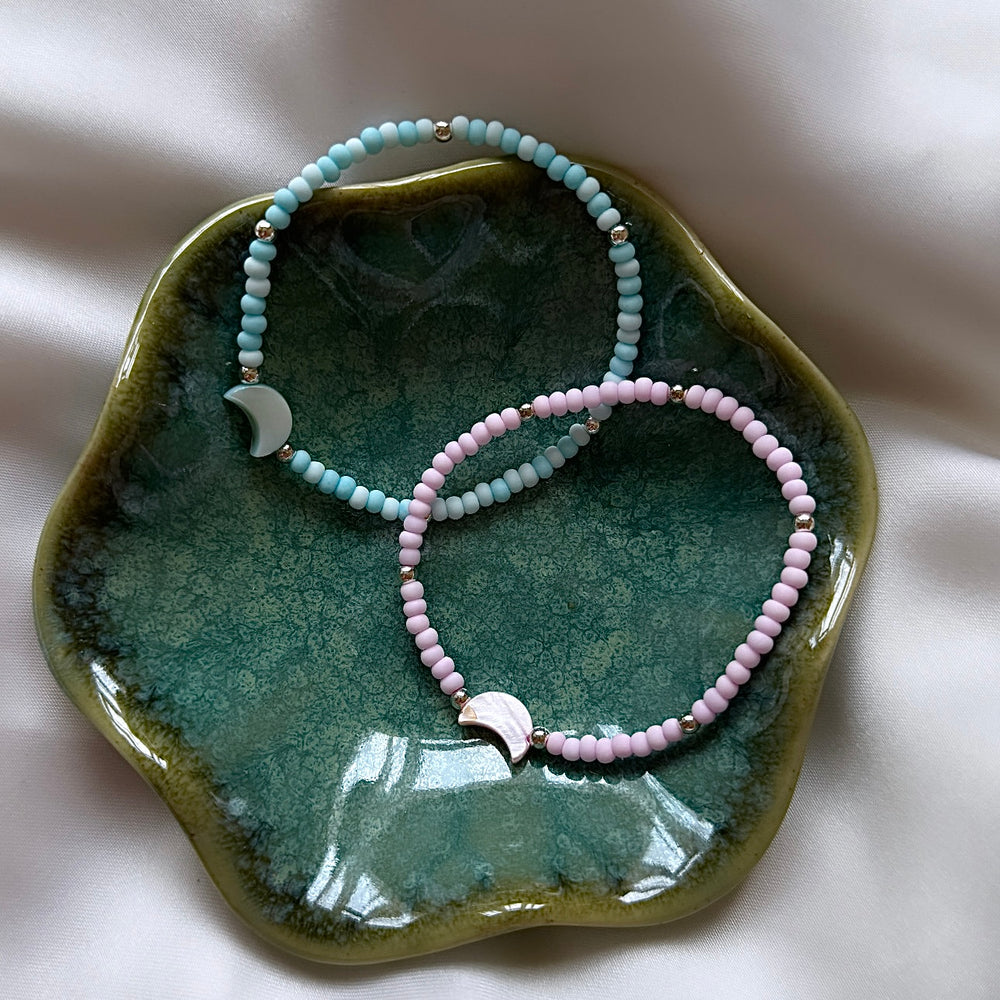 
                      
                        Crescent moon pastel beaded bracelet
                      
                    