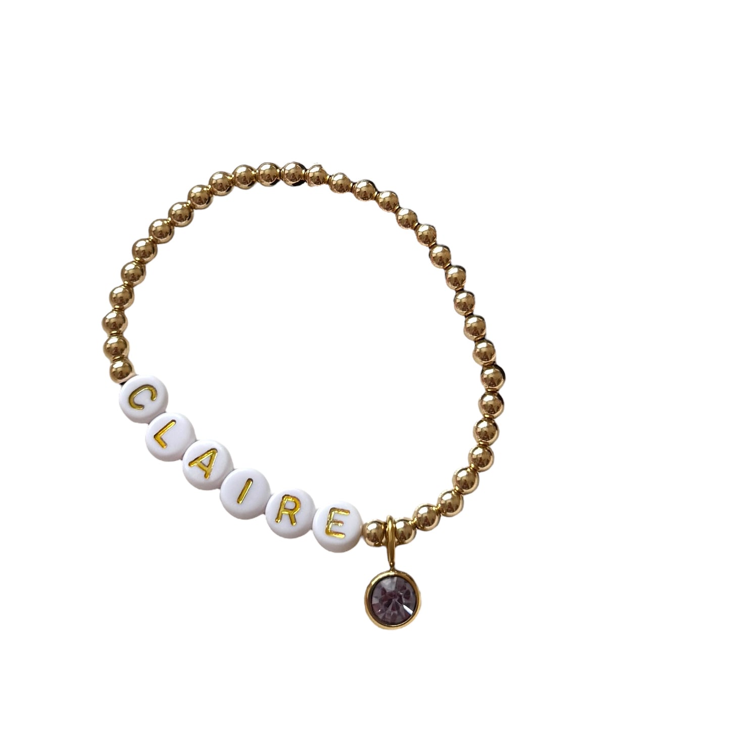 Luxe Personalised Classic Birthstone Bracelet - 14kt Gold Filled - Positively Beaded