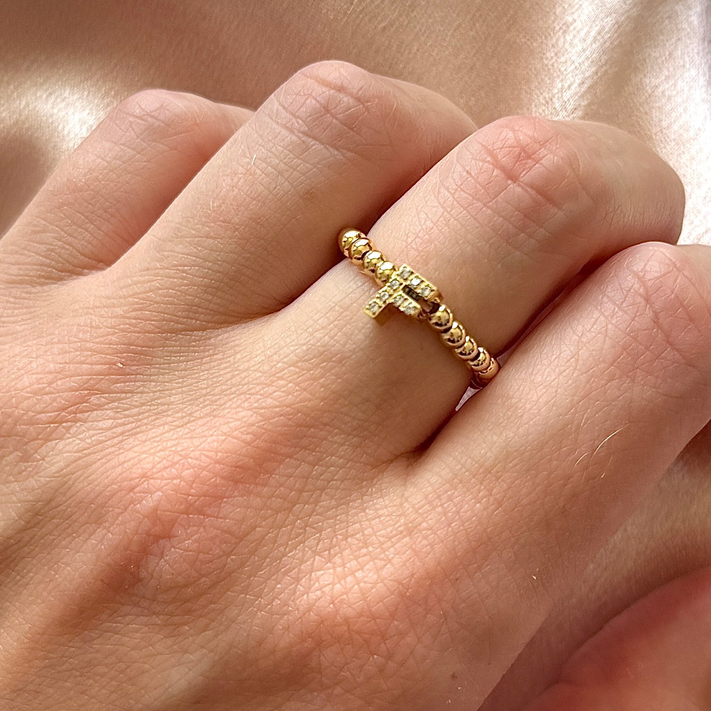 The Sparkle Initial Ring - Positively Beaded