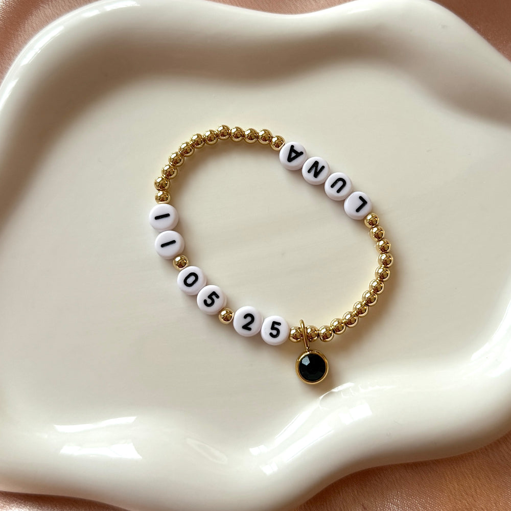 Personalised Birth Date Charm Bracelet - Positively Beaded