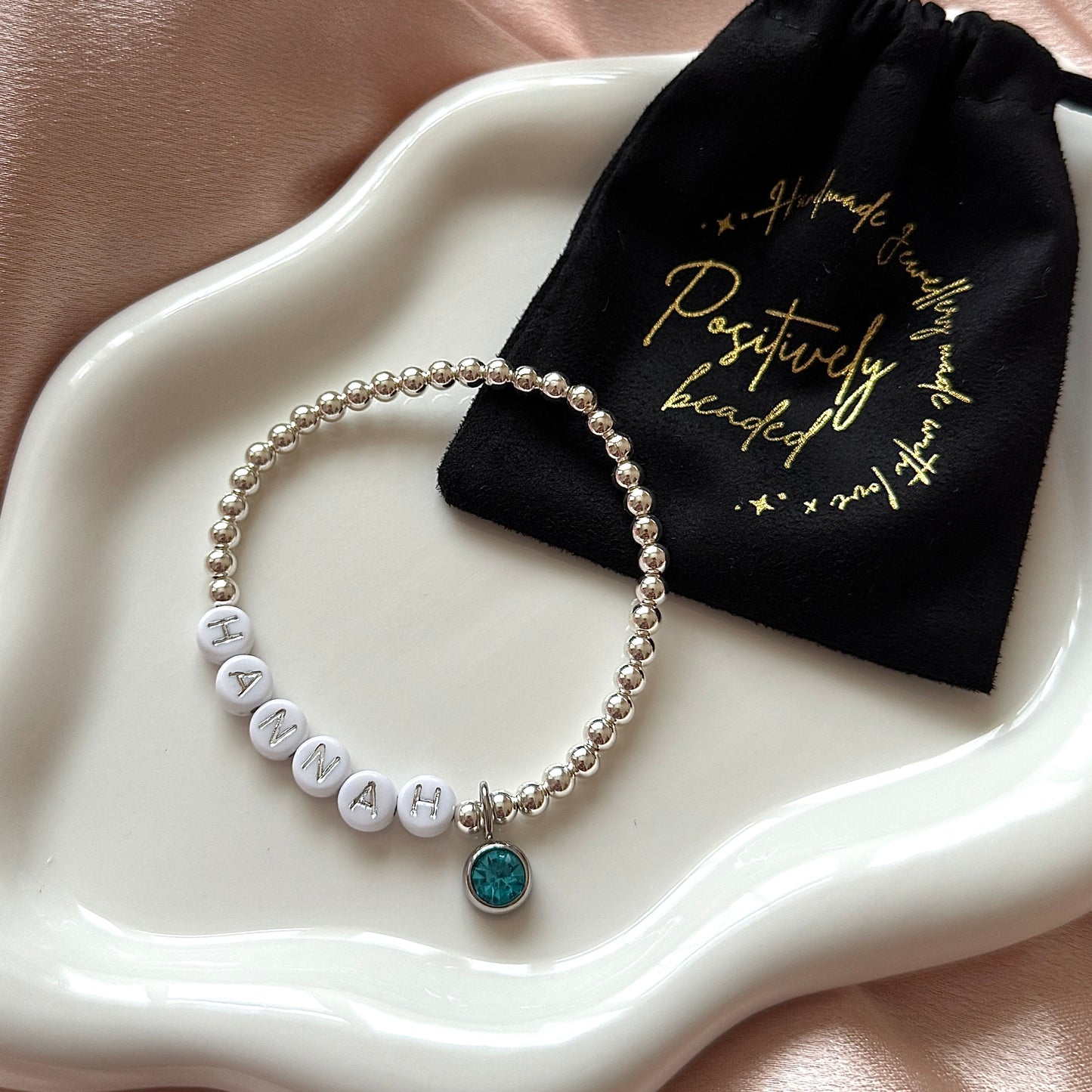 Luxe Personalised Classic Birthstone Bracelet - 925 Sterling Silver - Positively Beaded