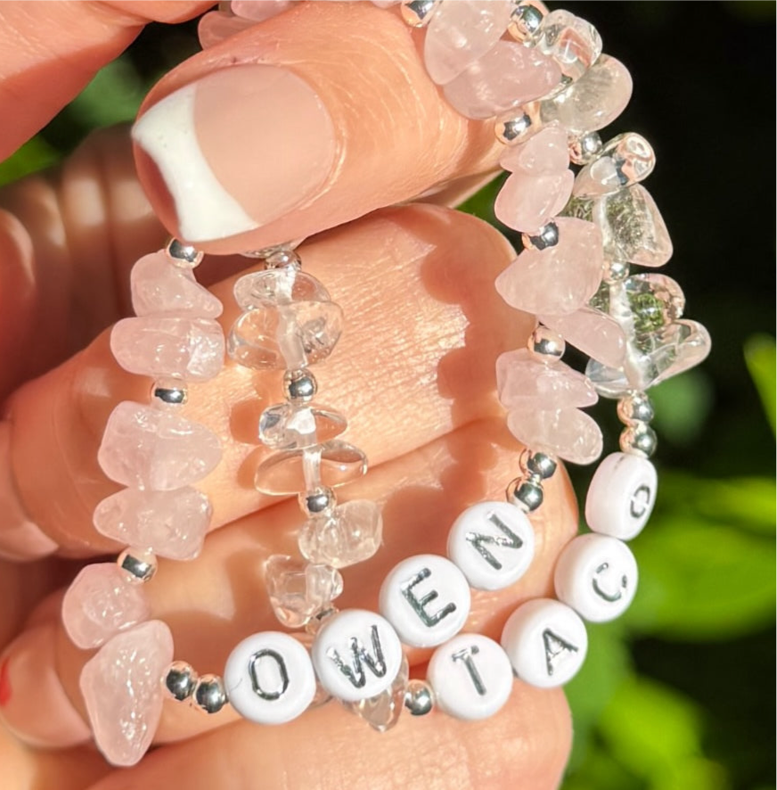 
                      
                        Rose quartz personalised bracelet - Positively Beaded
                      
                    