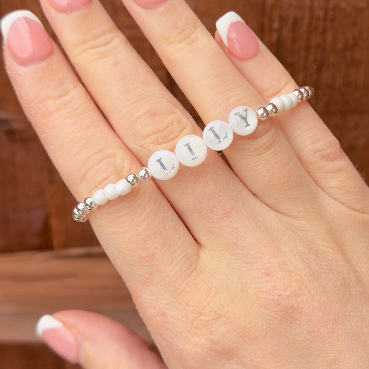 Freshwater Pearl and Silver Name Bracelet