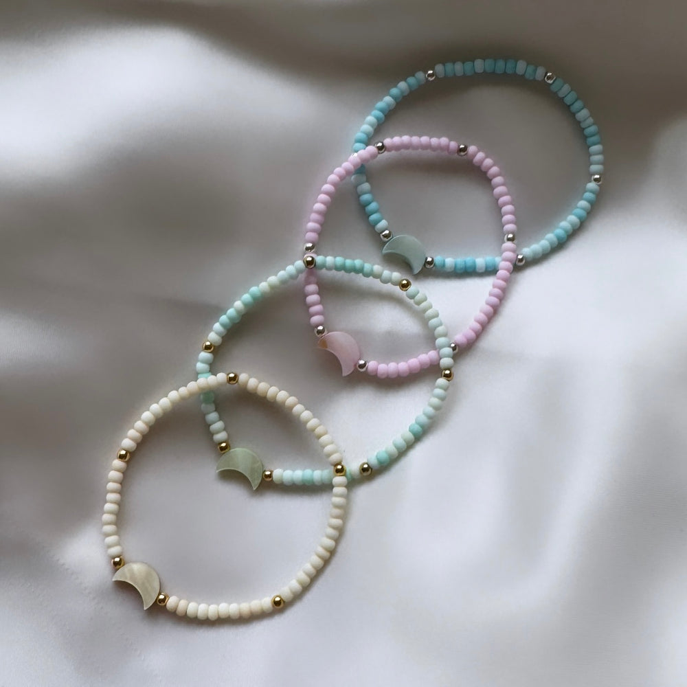 
                      
                        Crescent moon pastel beaded bracelet
                      
                    