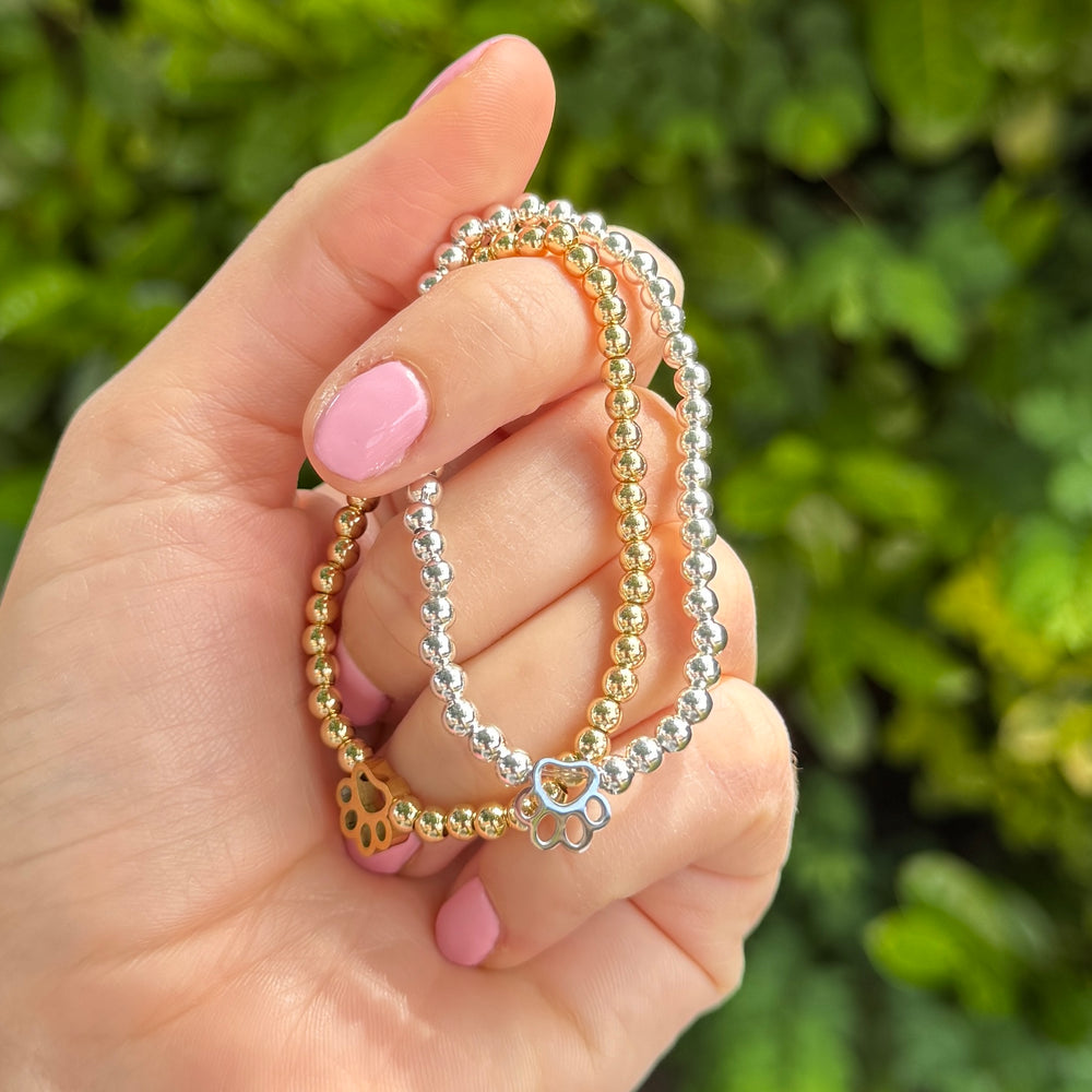 Paw Print Bead Bracelet - Positively Beaded