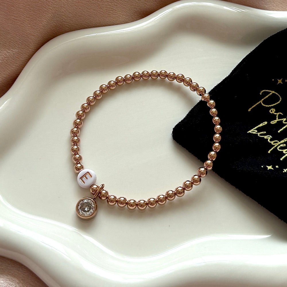 Luxe Personalised Classic Birthstone Bracelet - Rose Gold Filled - Positively Beaded