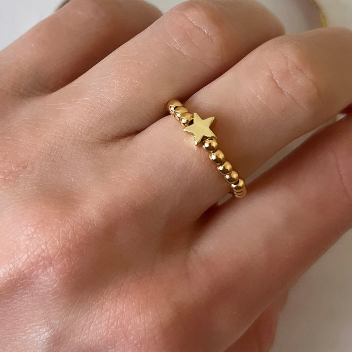 
                      
                        Beaded star ring - gold
                      
                    