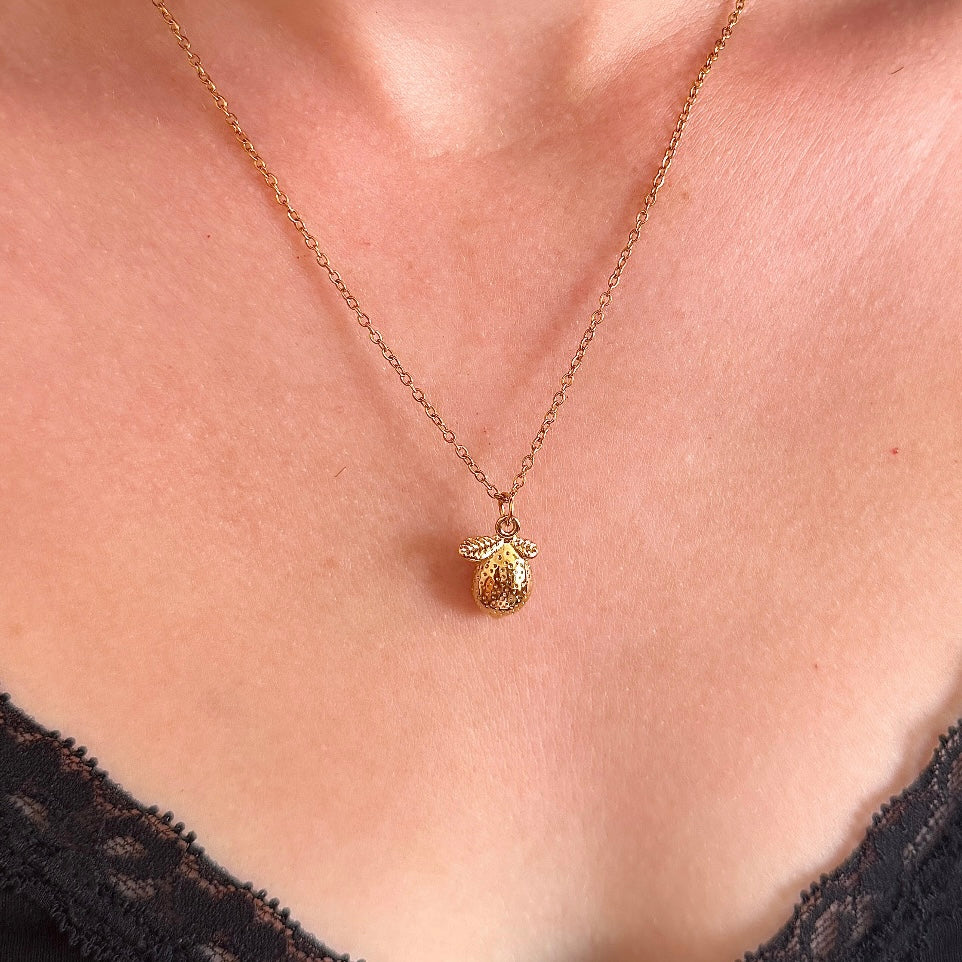 Gold Lemon Pendant Necklace - Positively Beaded