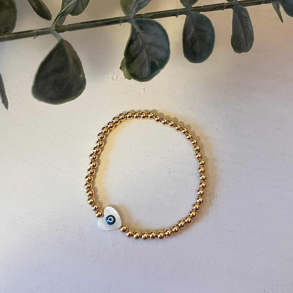 
                      
                        Heart evil eye bracelet - gold plated
                      
                    