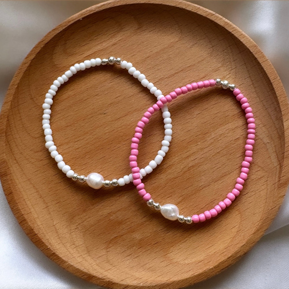 
                      
                        Dainty pearl stacking bracelet
                      
                    