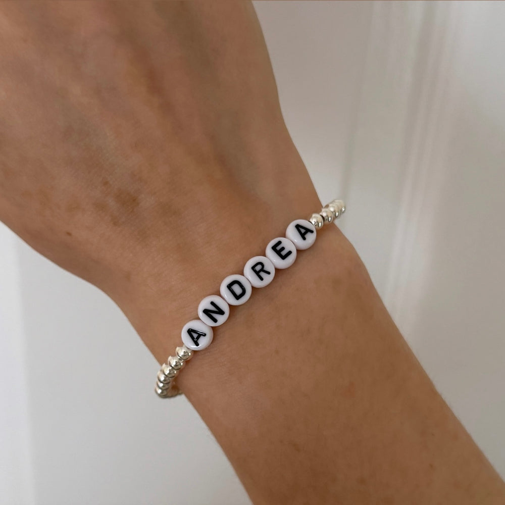 Personalised sterling silver beaded bracelet - Positively Beaded