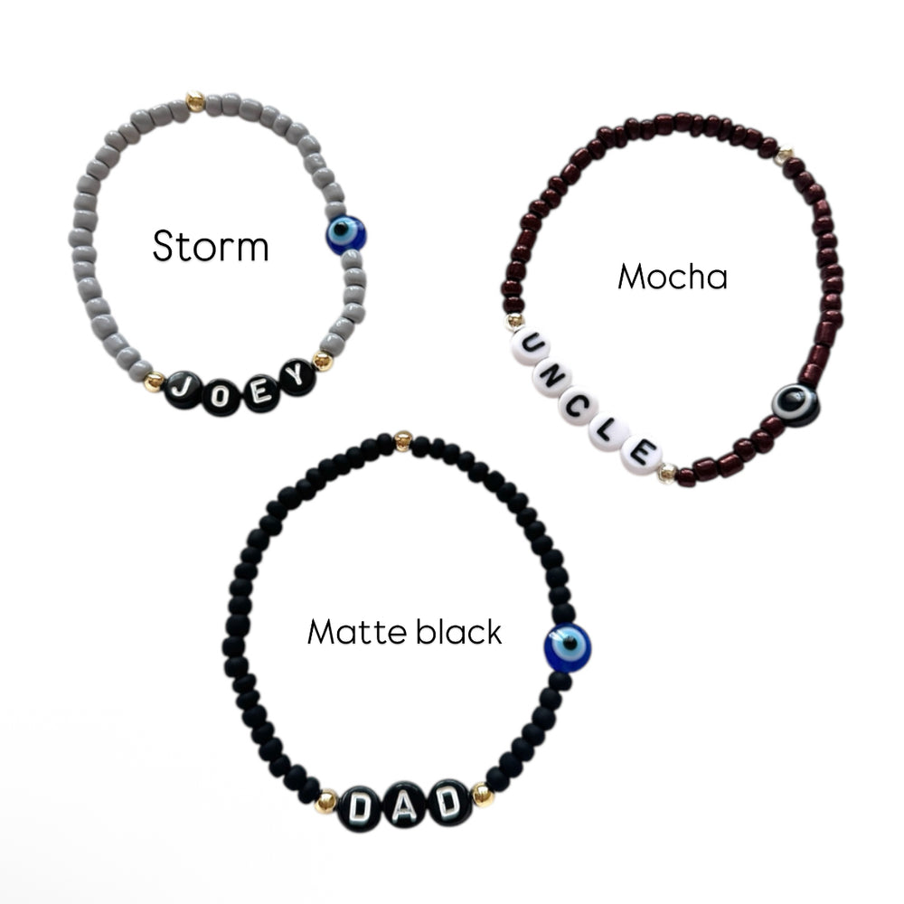 
                      
                        Men’s 4mm Seed Bead Eye Name Bracelet
                      
                    