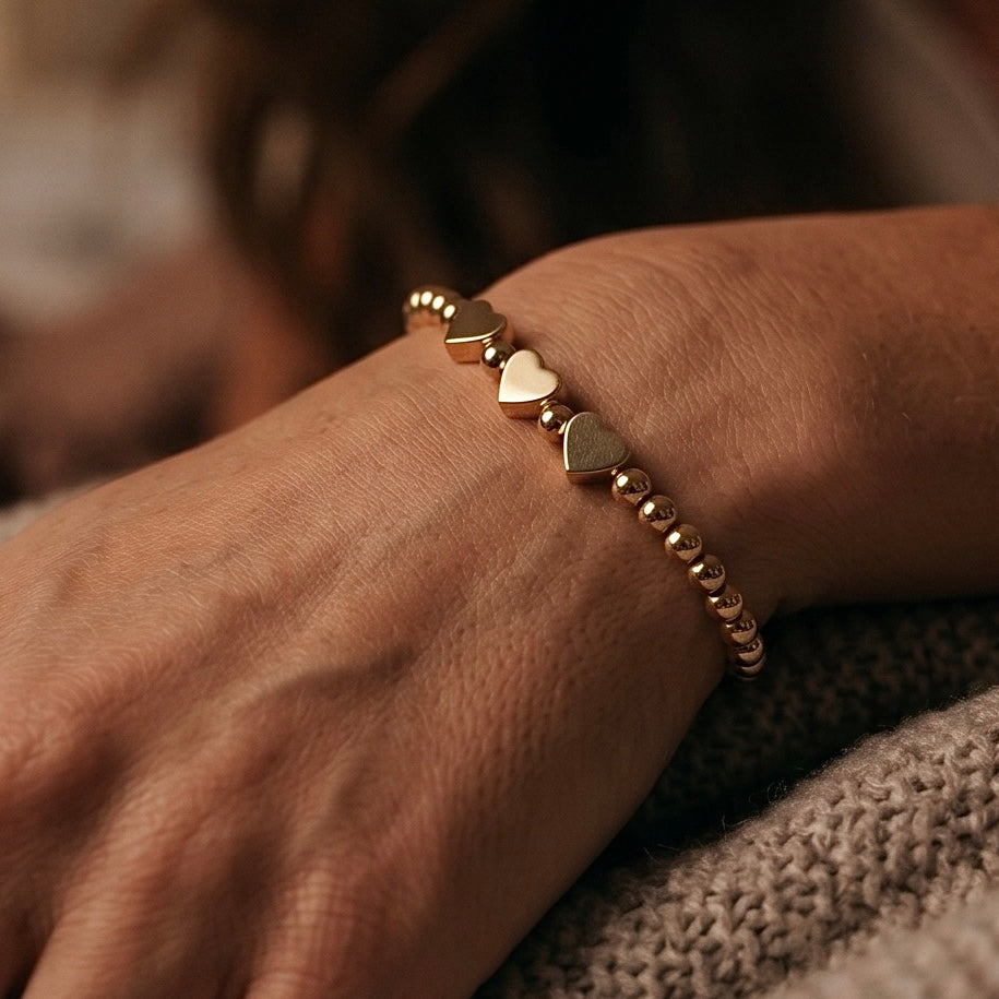Triple Heart Bead Bracelet