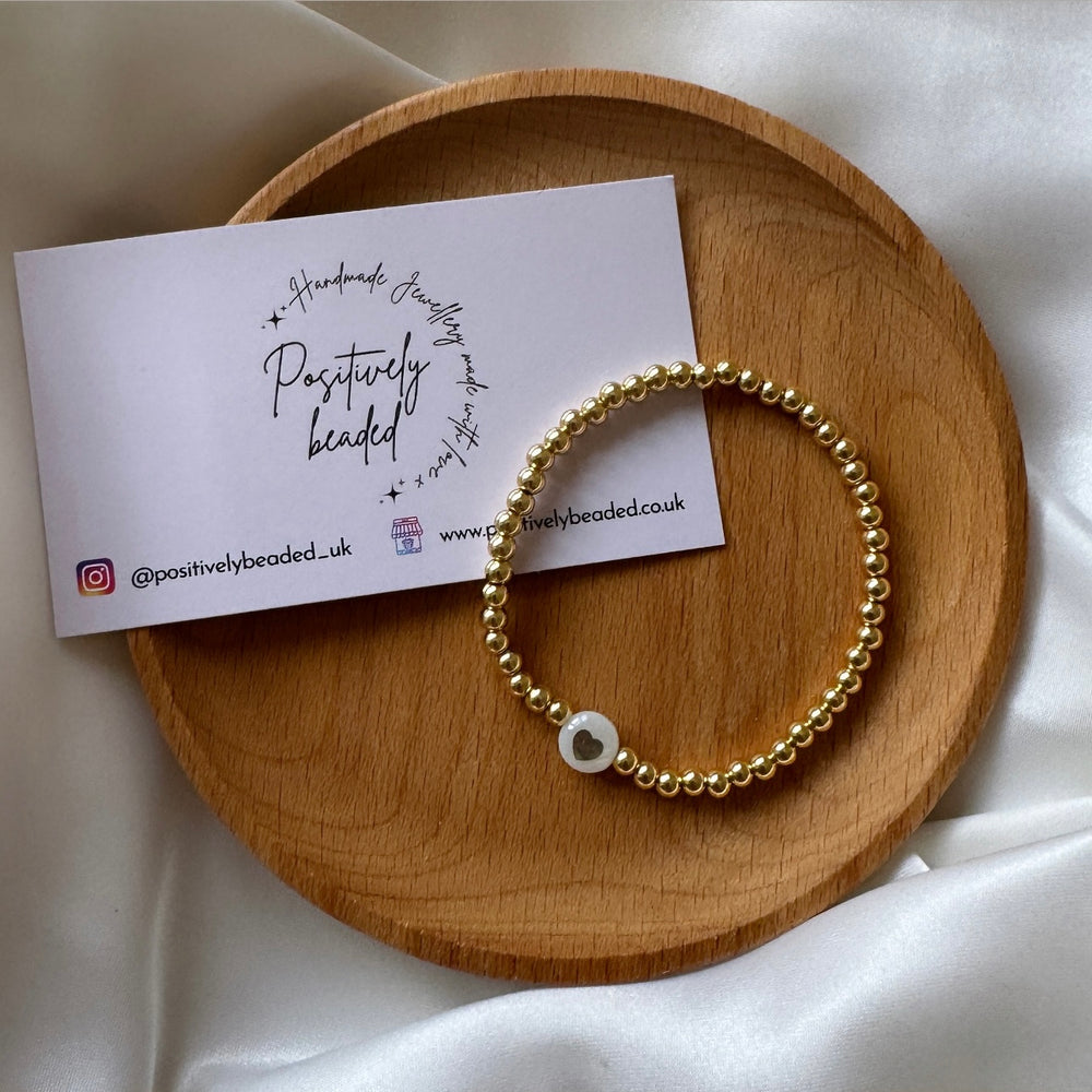 Freshwater pearl gold heart bracelet