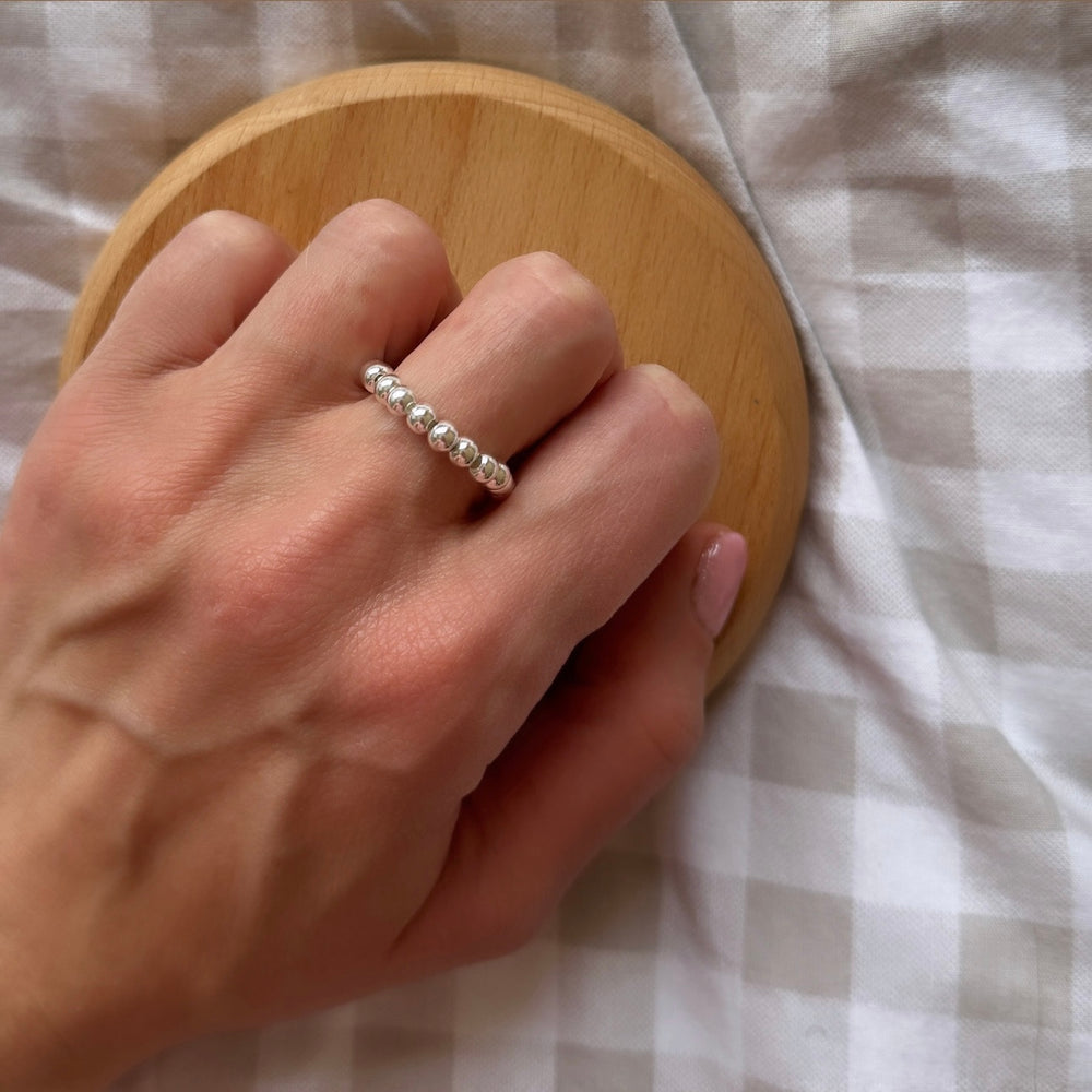 Chunky sterling silver beaded ring