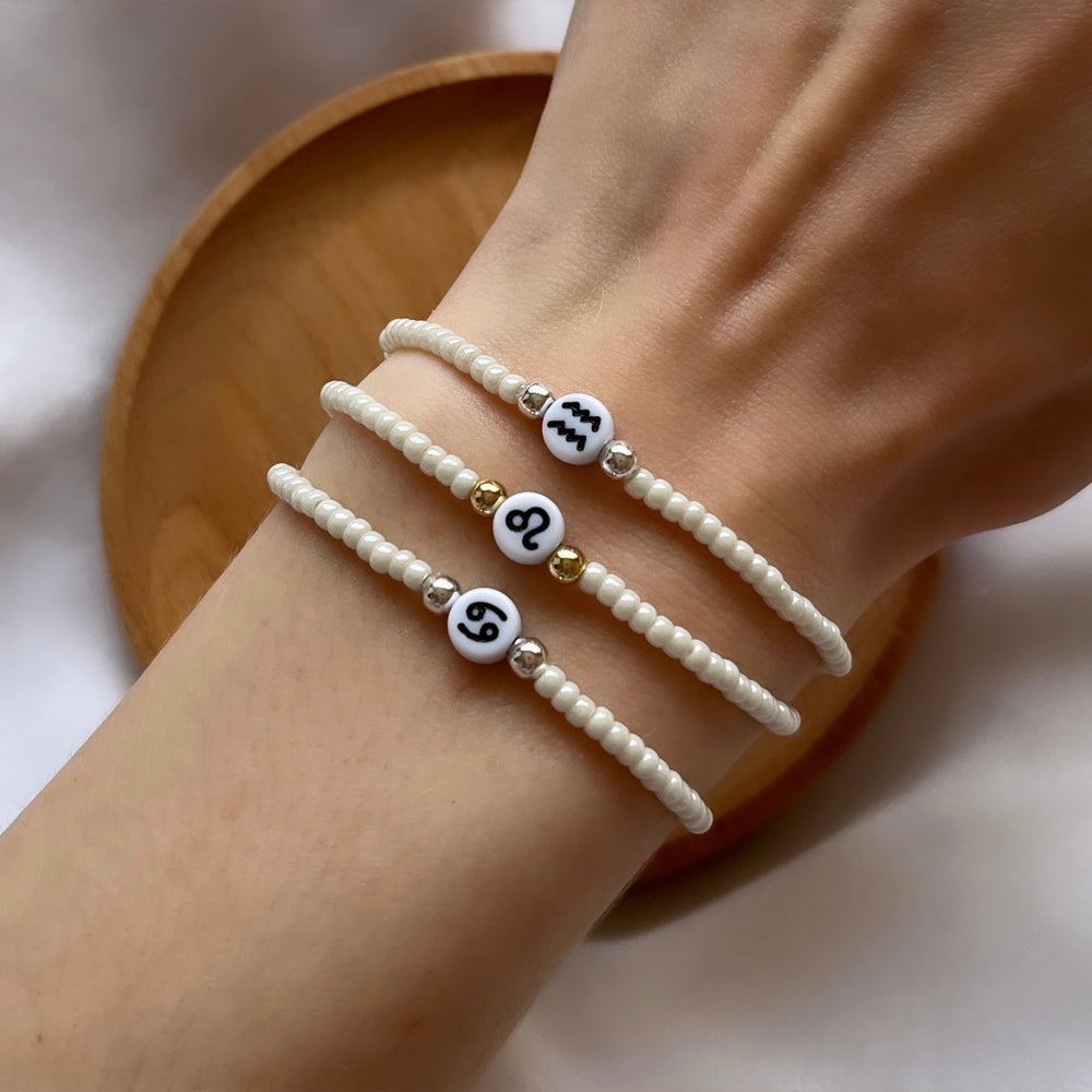 Zodiac sign beaded stacking bracelet