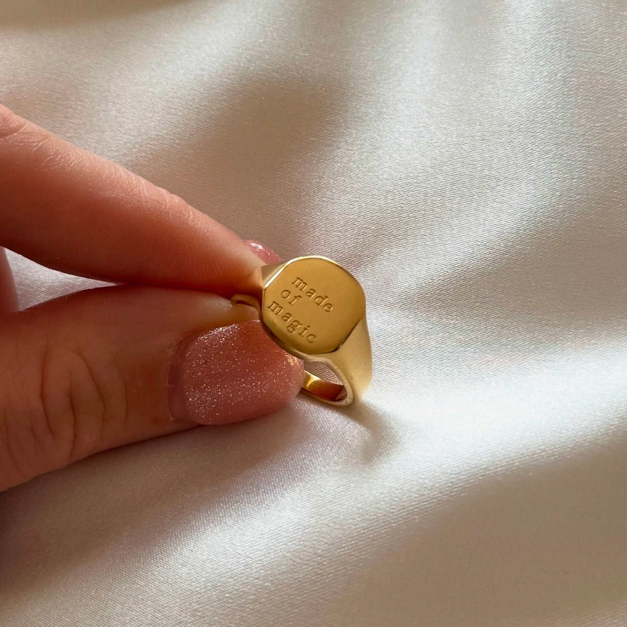 Made of Magic Engraved Statement Signet Ring - Positively Beaded
